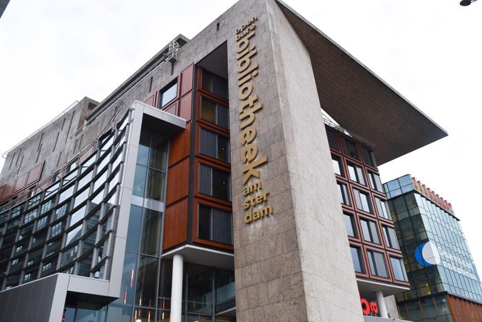 Photo of the front of the Amsterdam city library