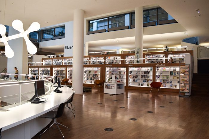 Photo of the interior of the Amsterdam city library