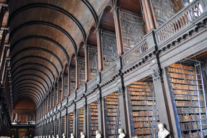 Domed wooden ceiling interior or the Trinity College Library